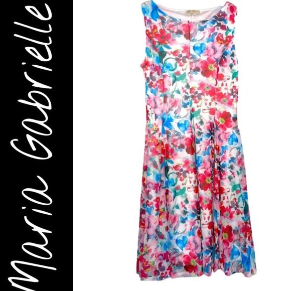 Nwt Maria Gabrielle dress women’s size medium a-line floral sleeveless new - Picture 8 of 9